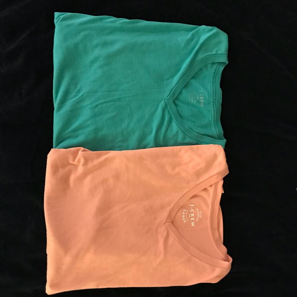 (2) J. Crew V-neck Slim washed Tees